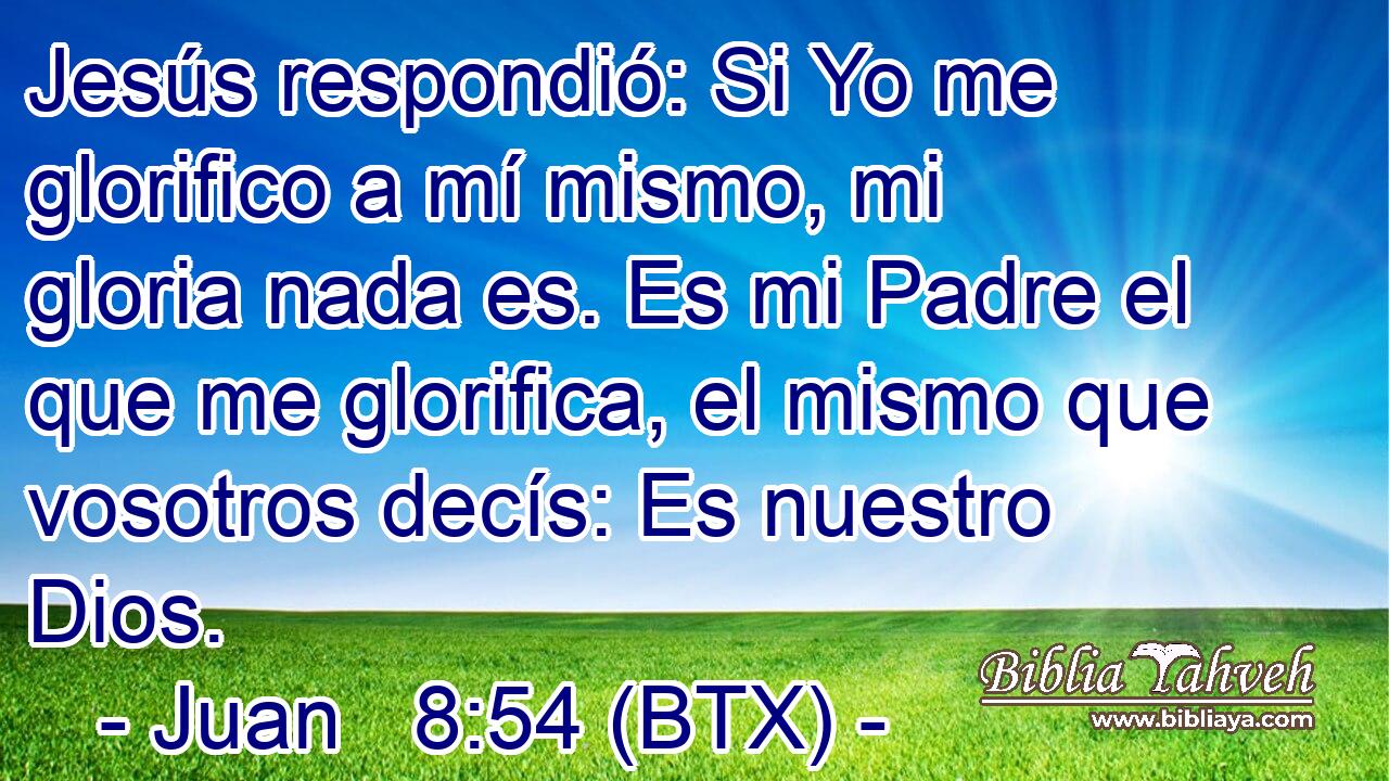 Jesús respondió: Si Yo me glorifico a mí mismo, mi gloria nada es. Es mi Padre el que me glorifica, el mismo que vosotros decís: Es nuestro Dios.