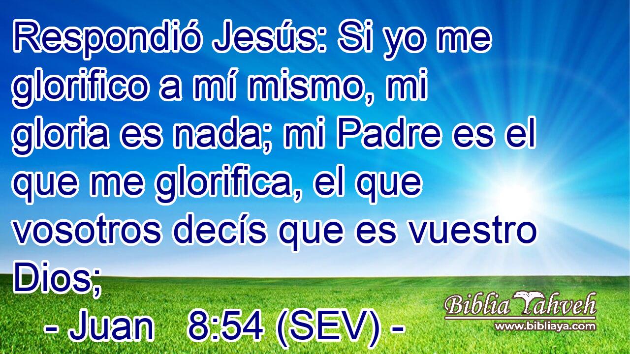 Respondió Jesús: Si yo me glorifico a mí mismo, mi gloria es nada; mi Padre es el que me glorifica, el que vosotros decís que es vuestro Dios;