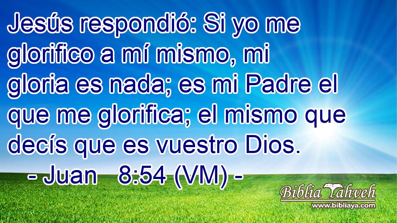  Jesús respondió: Si yo me glorifico a mí mismo, mi gloria es nada; es mi Padre el que me glorifica; el mismo que decís que es vuestro Dios. 