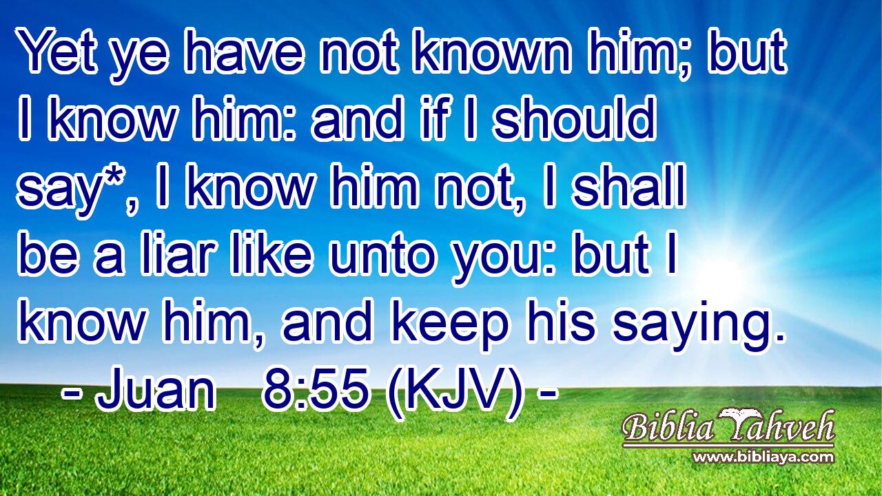 Yet ye have not known him; but I know him: and if I should say*, I know him not, I shall be a liar like unto you: but I know him, and keep his saying.