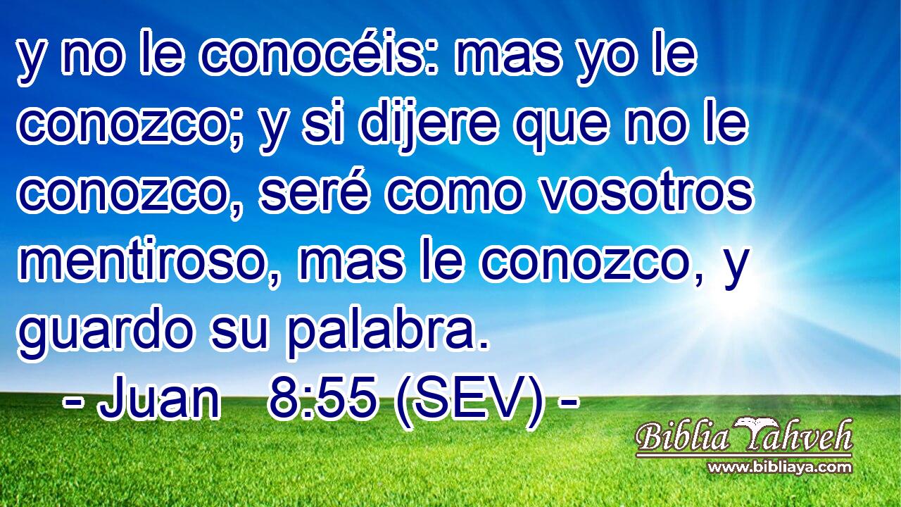 y no le conocéis: mas yo le conozco; y si dijere que no le conozco, seré como vosotros mentiroso, mas le conozco, y guardo su palabra.
