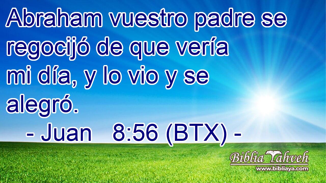 Abraham vuestro padre se regocijó de que vería mi día, y lo vio y se alegró.