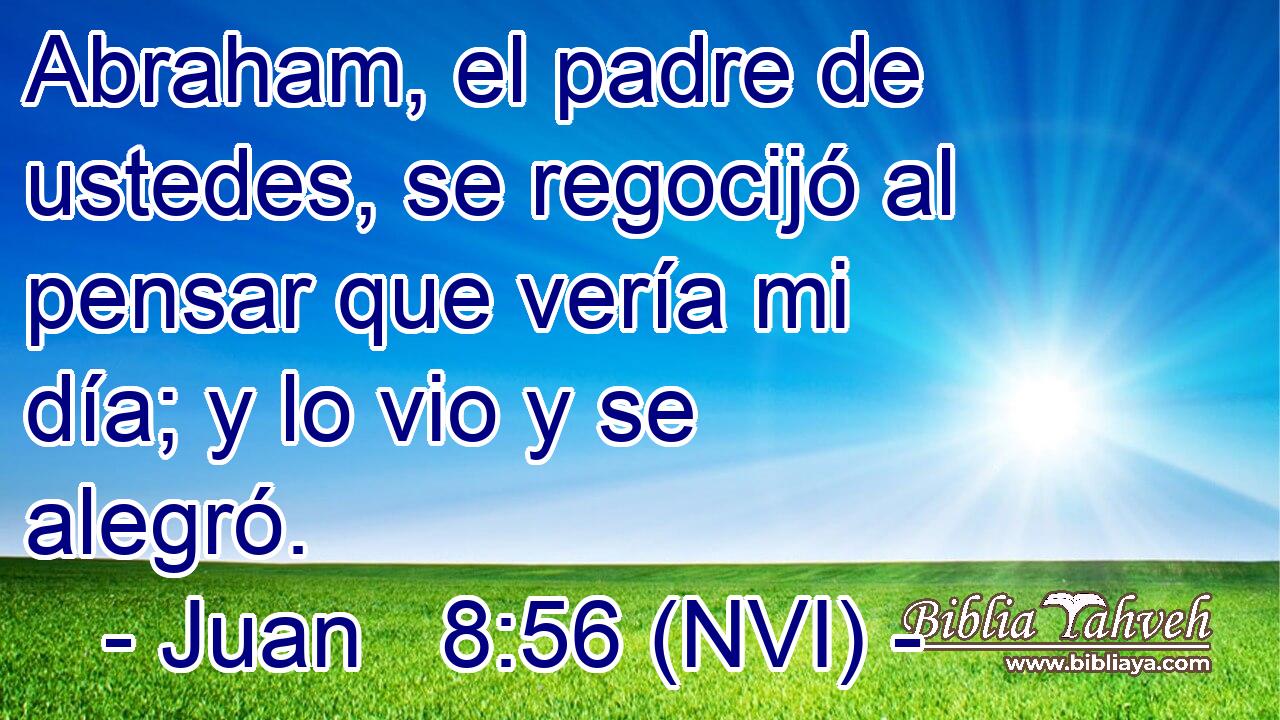  Abraham, el padre de ustedes, se regocijó al pensar que vería mi día; y lo vio y se alegró. 