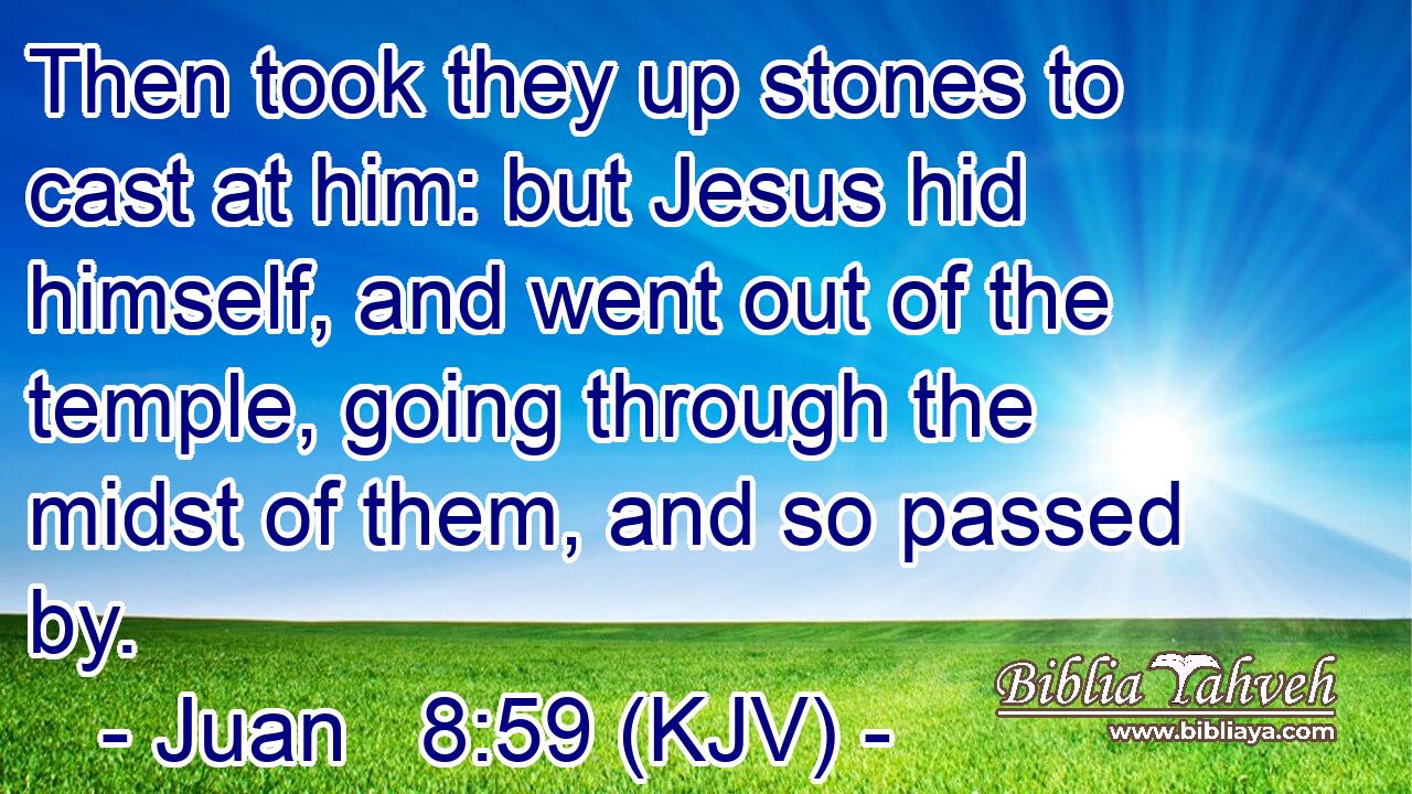 Then took they up stones to cast at him: but Jesus hid himself, and went out of the temple, going through the midst of them, and so passed by.