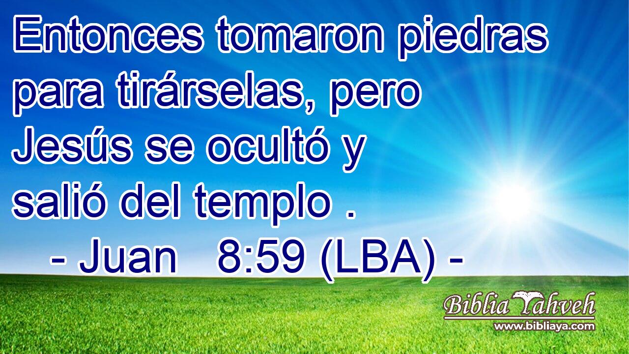 Entonces tomaron piedras para tirárselas, pero Jesús se ocultó y salió del templo .