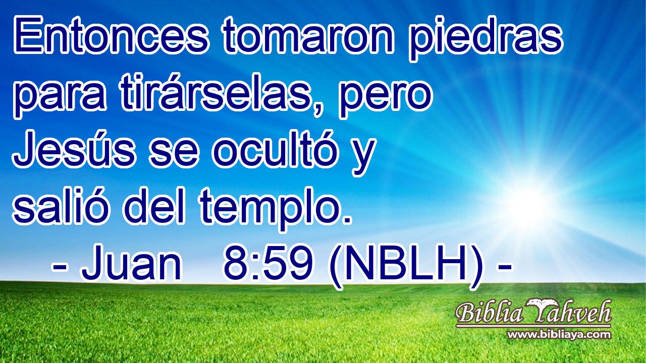  Entonces tomaron piedras para tirárselas, pero Jesús se ocultó y salió del templo. 