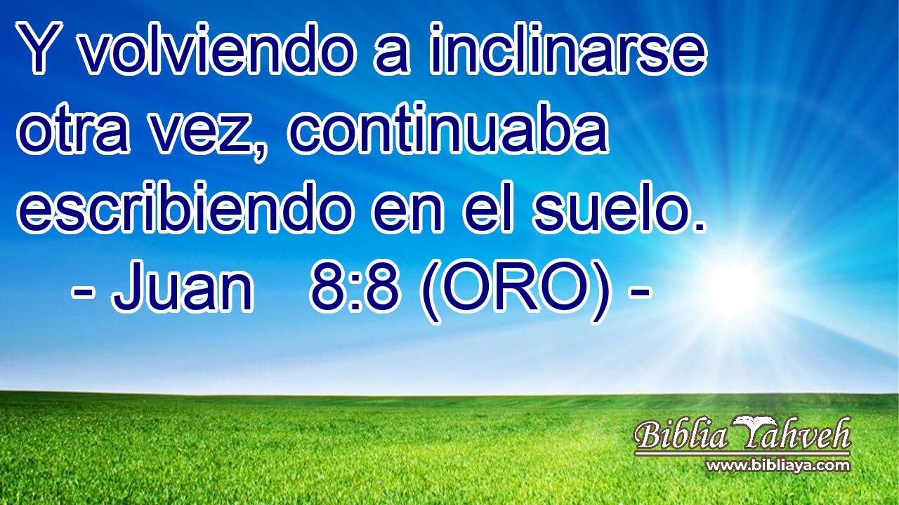  Y volviendo a inclinarse otra vez, continuaba escribiendo en el suelo. 