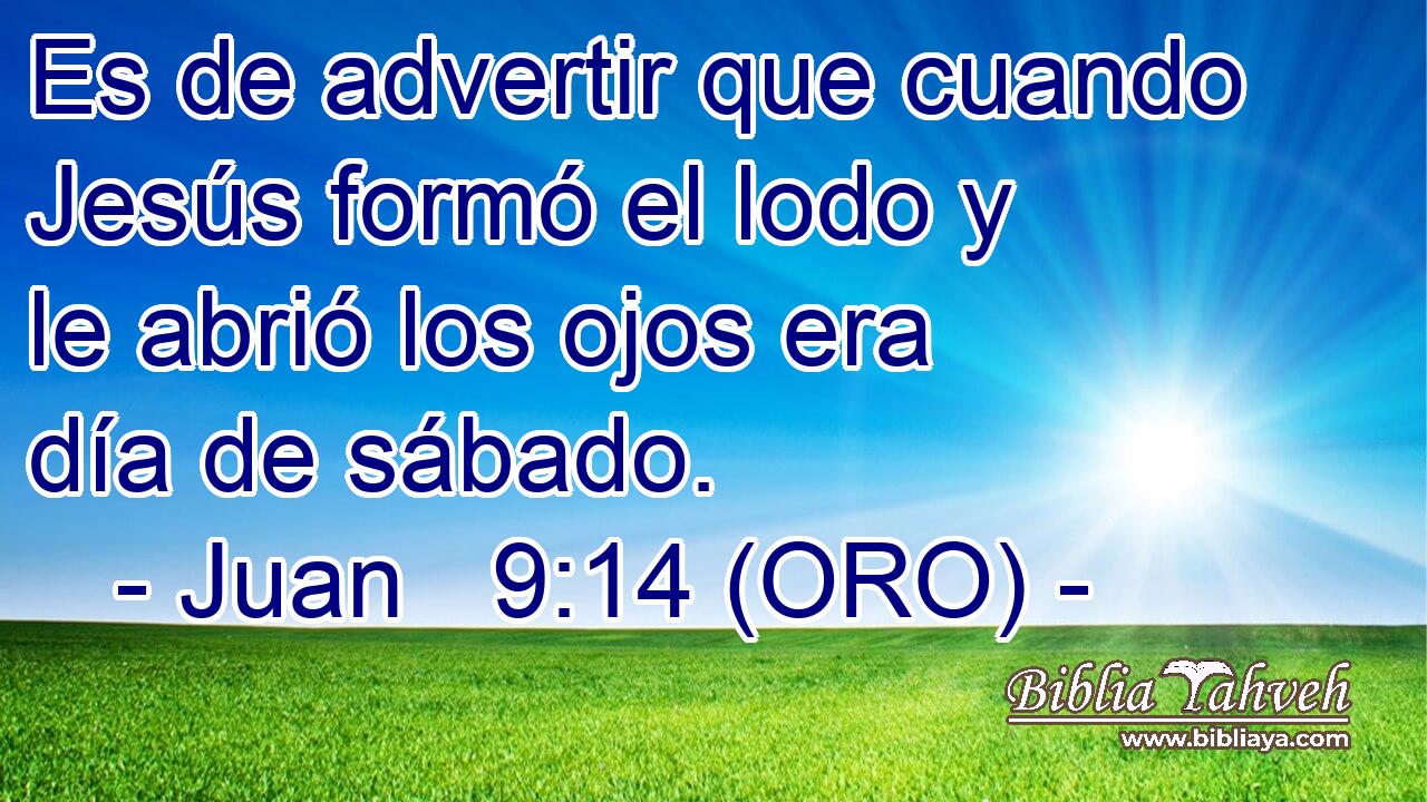  Es de advertir que cuando Jesús formó el lodo y le abrió los ojos era día de sábado. 