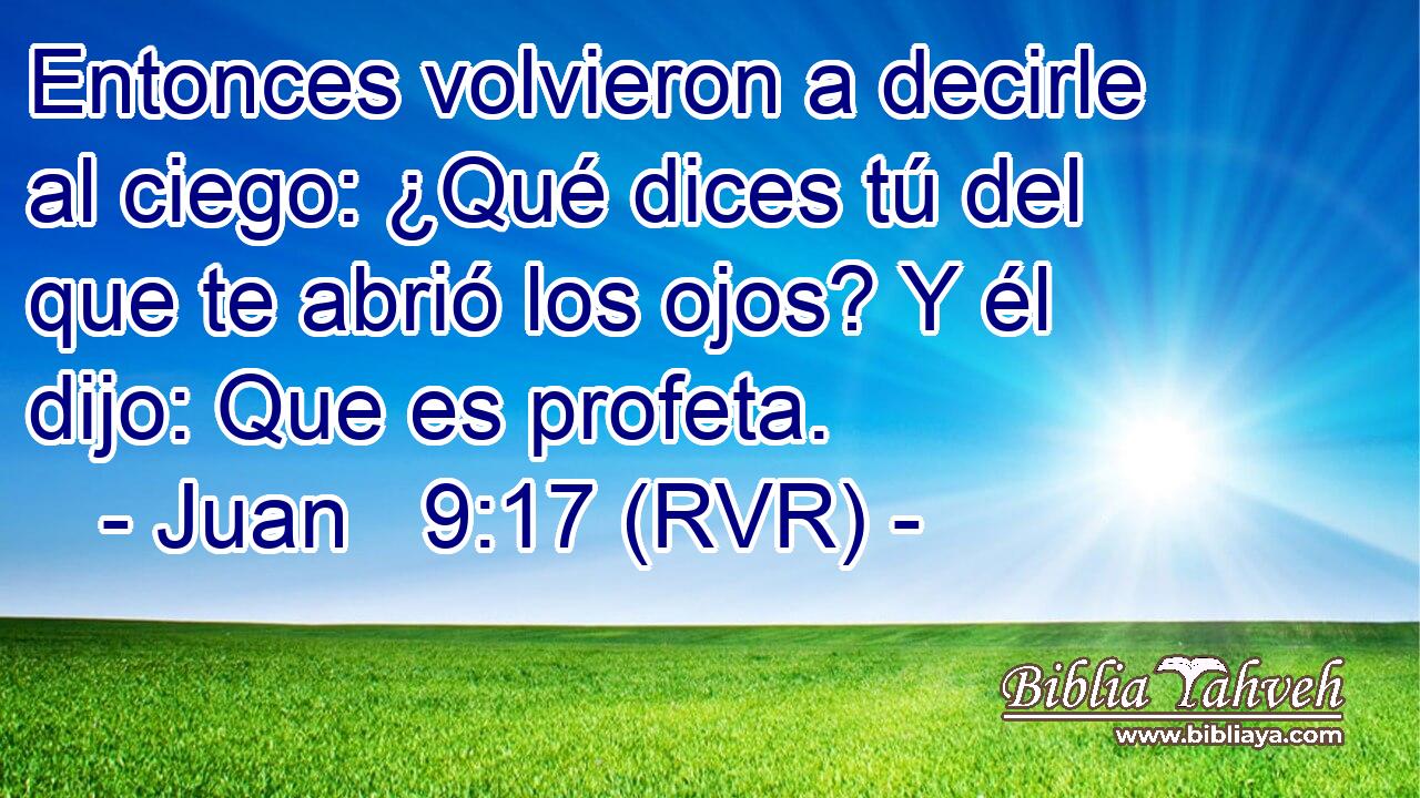 Entonces volvieron a decirle al ciego: ¿Qué dices tú del que te abrió los ojos? Y él dijo: Que es profeta.