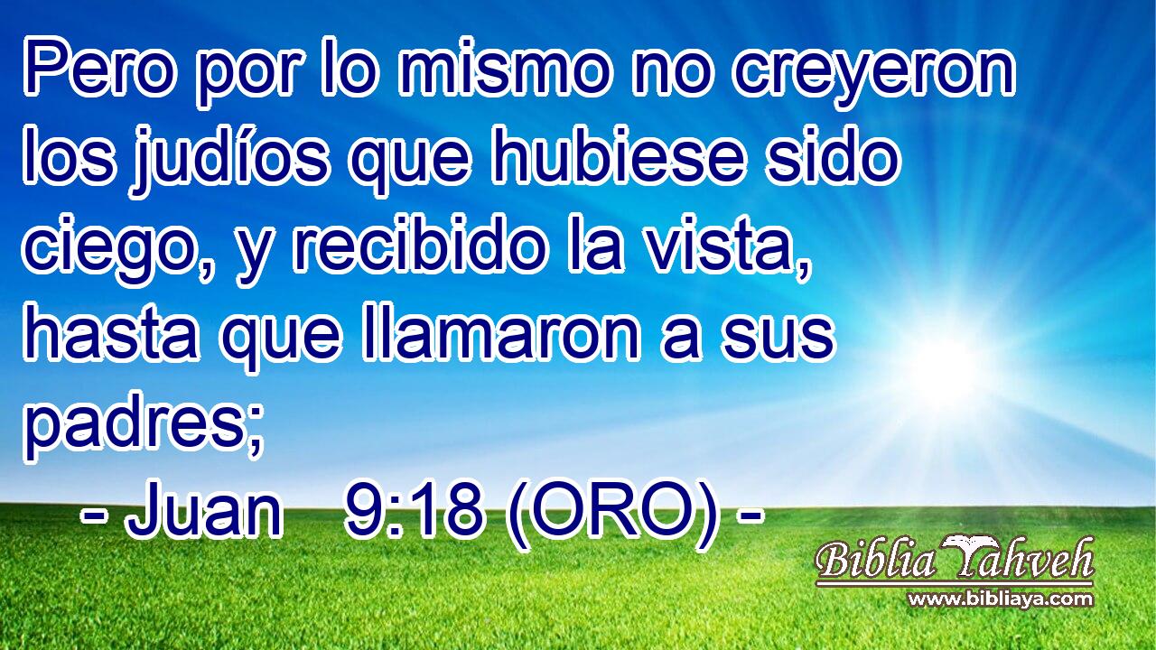  Pero por lo mismo no creyeron los judíos que hubiese sido ciego, y recibido la vista, hasta que llamaron a sus padres; 