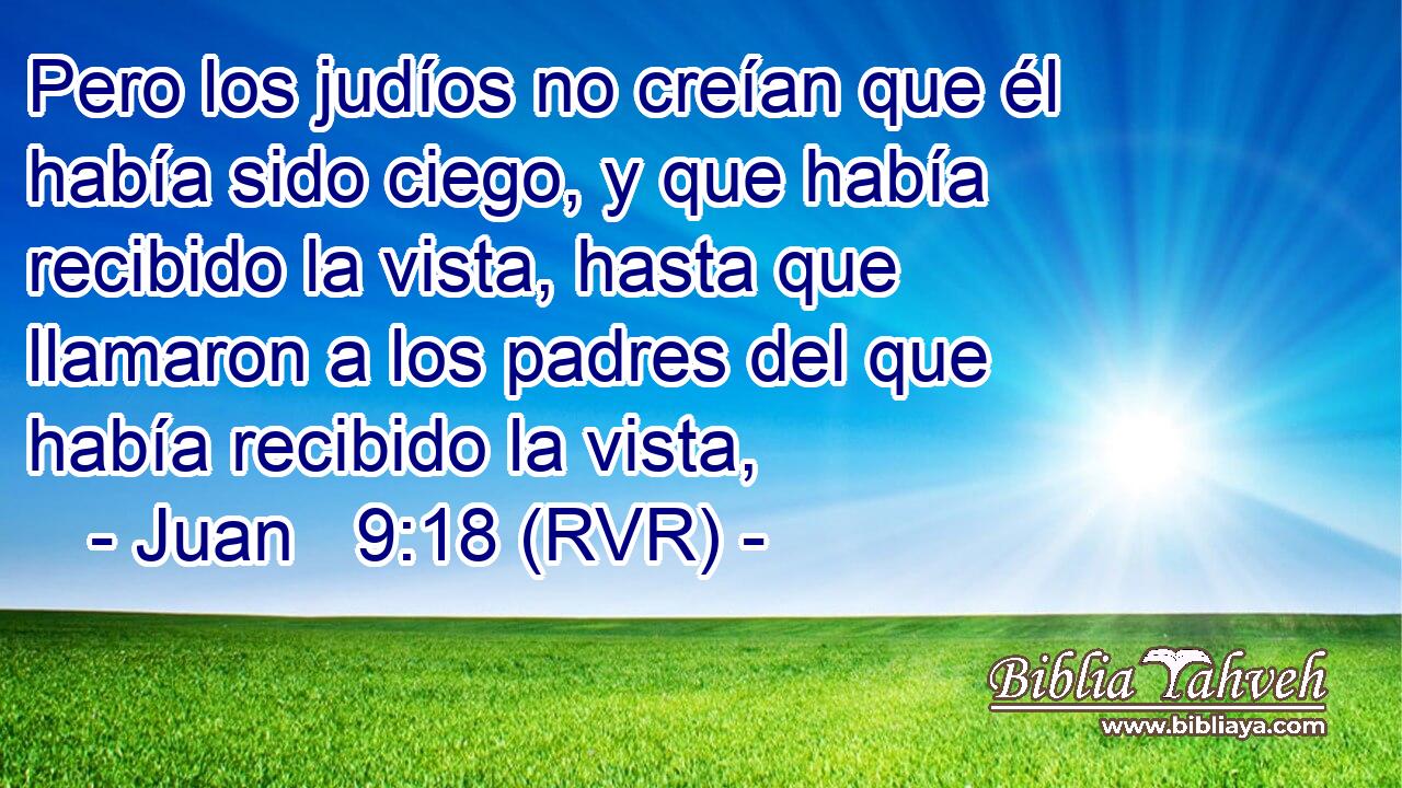 Pero los judíos no creían que él había sido ciego, y que había recibido la vista, hasta que llamaron a los padres del que había recibido la vista,