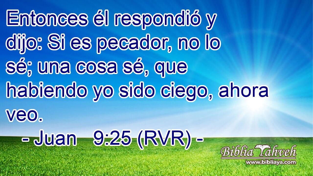 Entonces él respondió y dijo: Si es pecador, no lo sé; una cosa sé, que habiendo yo sido ciego, ahora veo.