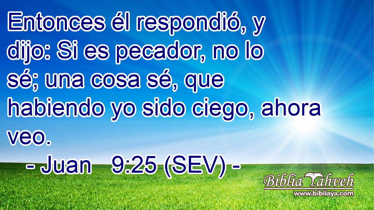 Entonces él respondió, y dijo: Si es pecador, no lo sé; una cosa sé, que habiendo yo sido ciego, ahora veo.