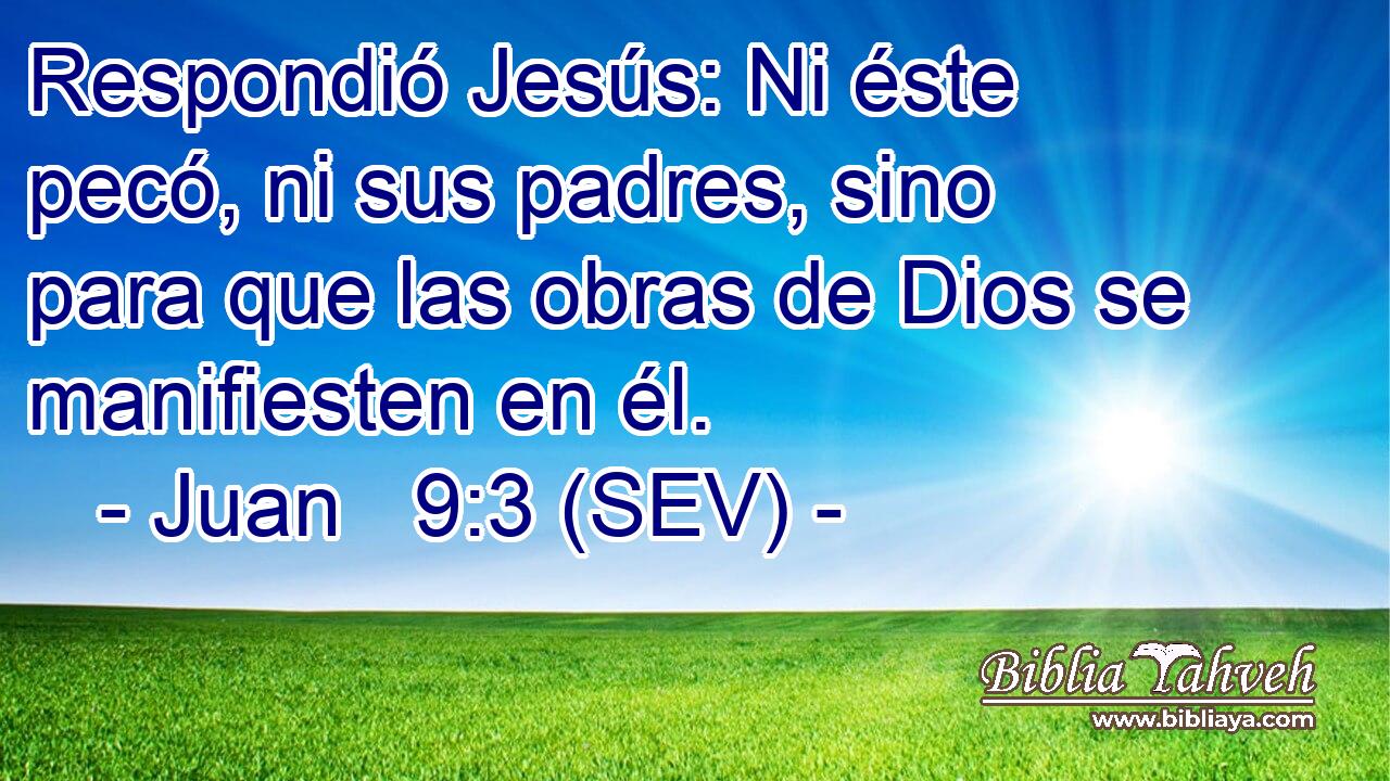 Respondió Jesús: Ni éste pecó, ni sus padres, sino para que las obras de Dios se manifiesten en él.