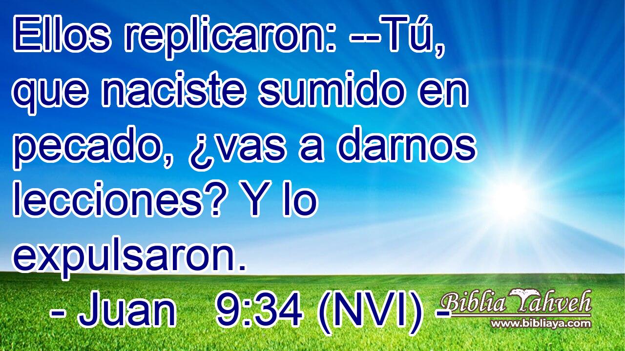  Ellos replicaron: --Tú, que naciste sumido en pecado, ¿vas a darnos lecciones? Y lo expulsaron. 