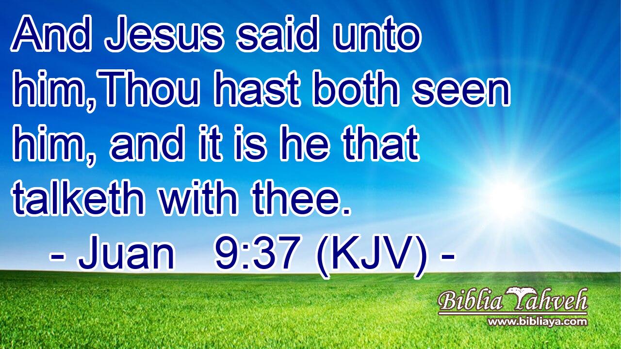 And Jesus said unto him,Thou hast both seen him, and it is he that talketh with thee.