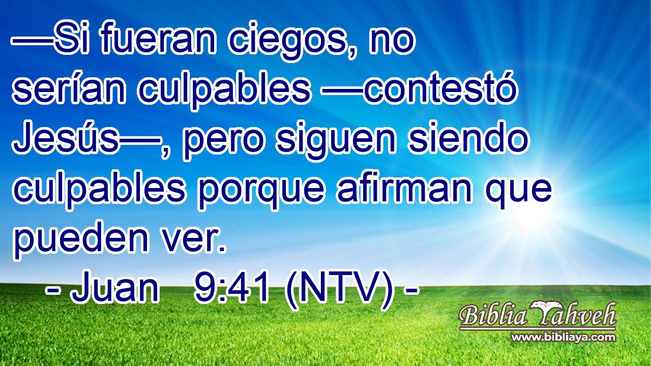 —Si fueran ciegos, no serían culpables —contestó Jesús—, pero siguen siendo culpables porque afirman que pueden ver.