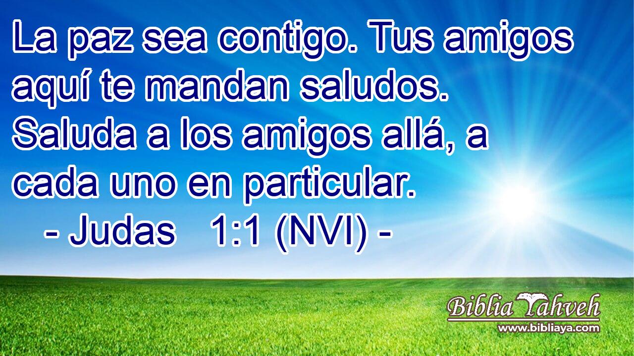  La paz sea contigo. Tus amigos aquí te mandan saludos. Saluda a los amigos allá, a cada uno en particular. 