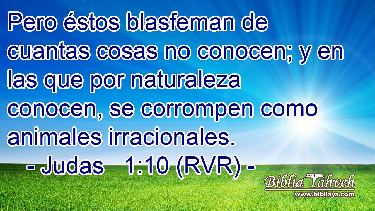 Pero éstos blasfeman de cuantas cosas no conocen; y en las que por naturaleza conocen, se corrompen como animales irracionales.