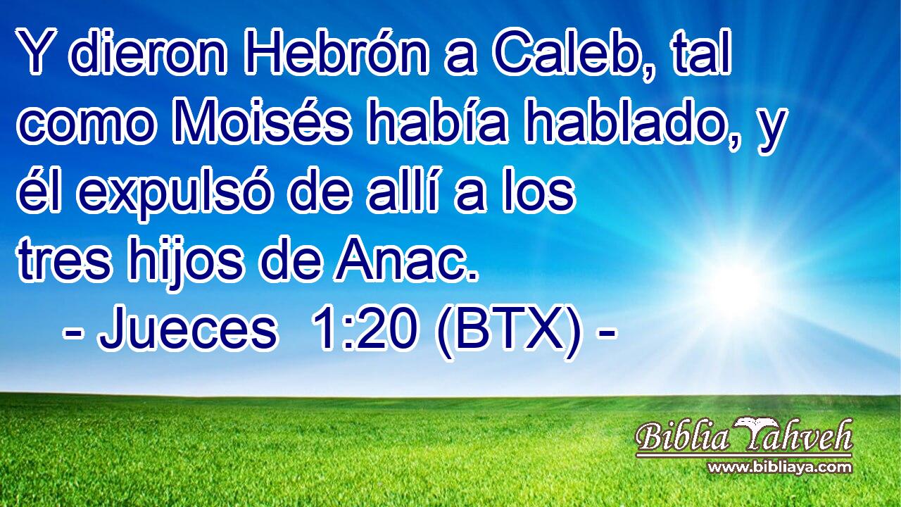 Y dieron Hebrón a Caleb, tal como Moisés había hablado, y él expulsó de allí a los tres hijos de Anac.