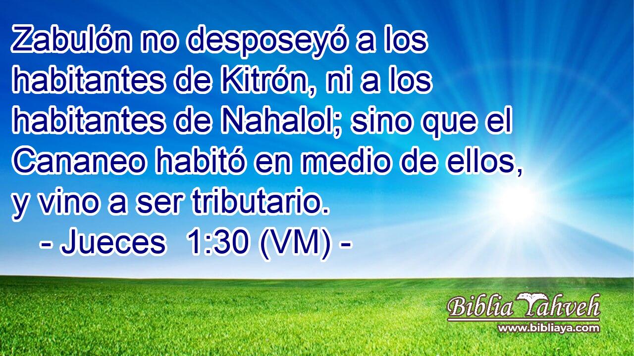  Zabulón no desposeyó a los habitantes de Kitrón, ni a los habitantes de Nahalol; sino que el Cananeo habitó en medio de ellos, y vino a ser tributario. 