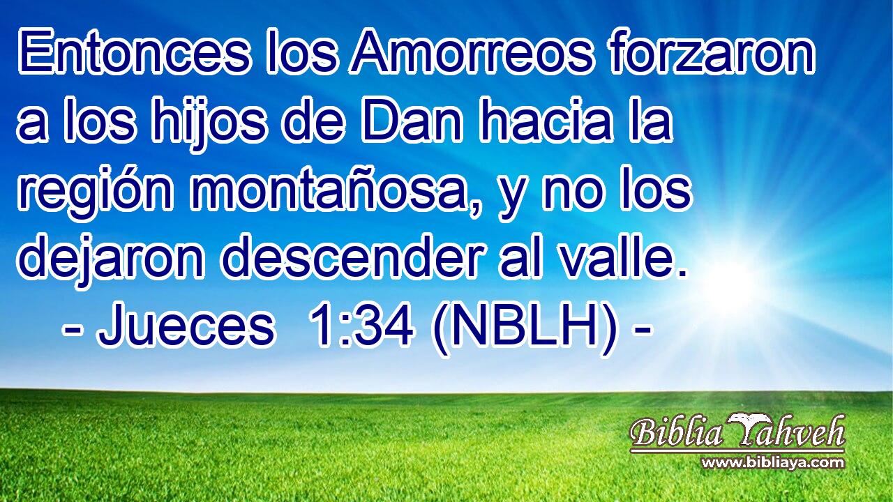  Entonces los Amorreos forzaron a los hijos de Dan hacia la región montañosa, y no los dejaron descender al valle. 