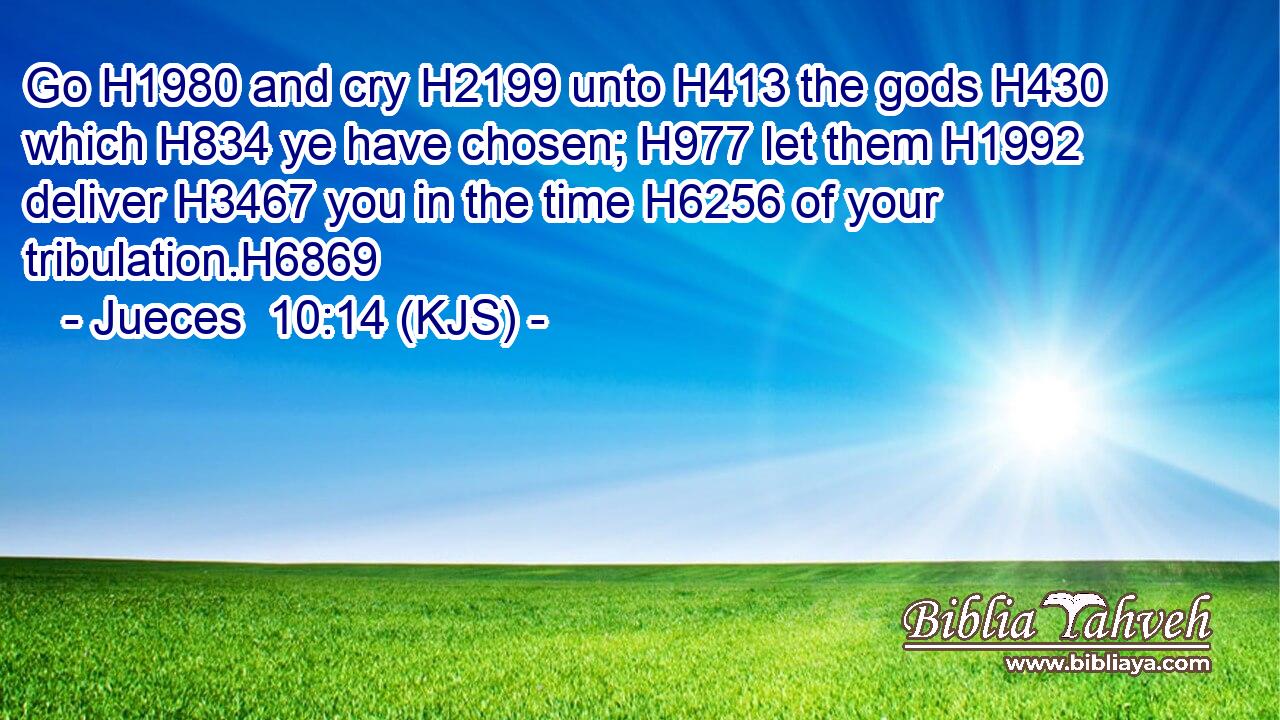Go H1980 and cry H2199 unto H413 the gods H430 which H834 ye have chosen; H977 let them H1992 deliver H3467 you in the time H6256 of your tribulation.H6869