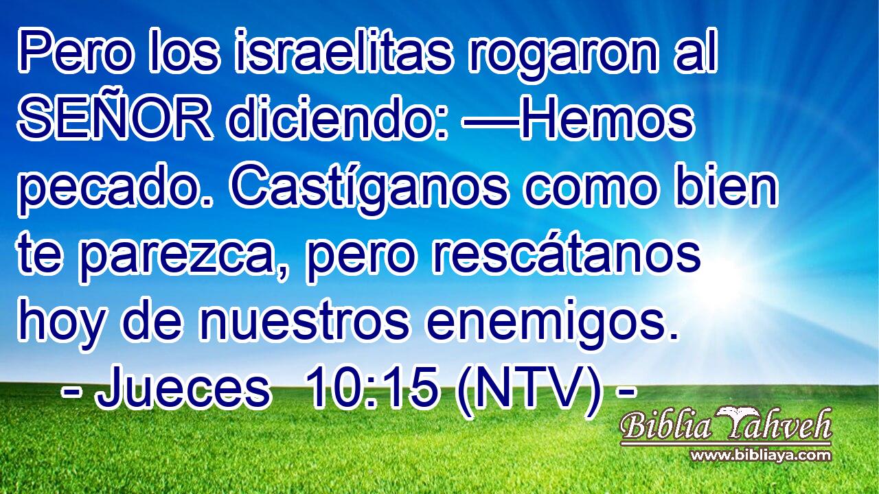 Pero los israelitas rogaron al SEÑOR diciendo: —Hemos pecado. Castíganos como bien te parezca, pero rescátanos hoy de nuestros enemigos.