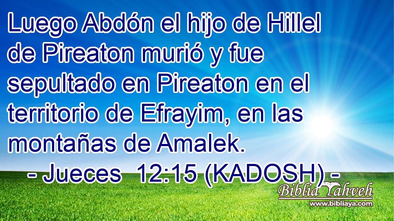  Luego Abdón el hijo de Hillel de Pireaton murió y fue sepultado en Pireaton en el territorio de Efrayim, en las montañas de Amalek. 