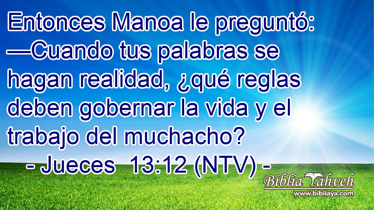 Entonces Manoa le preguntó: —Cuando tus palabras se hagan realidad, ¿qué reglas deben gobernar la vida y el trabajo del muchacho?