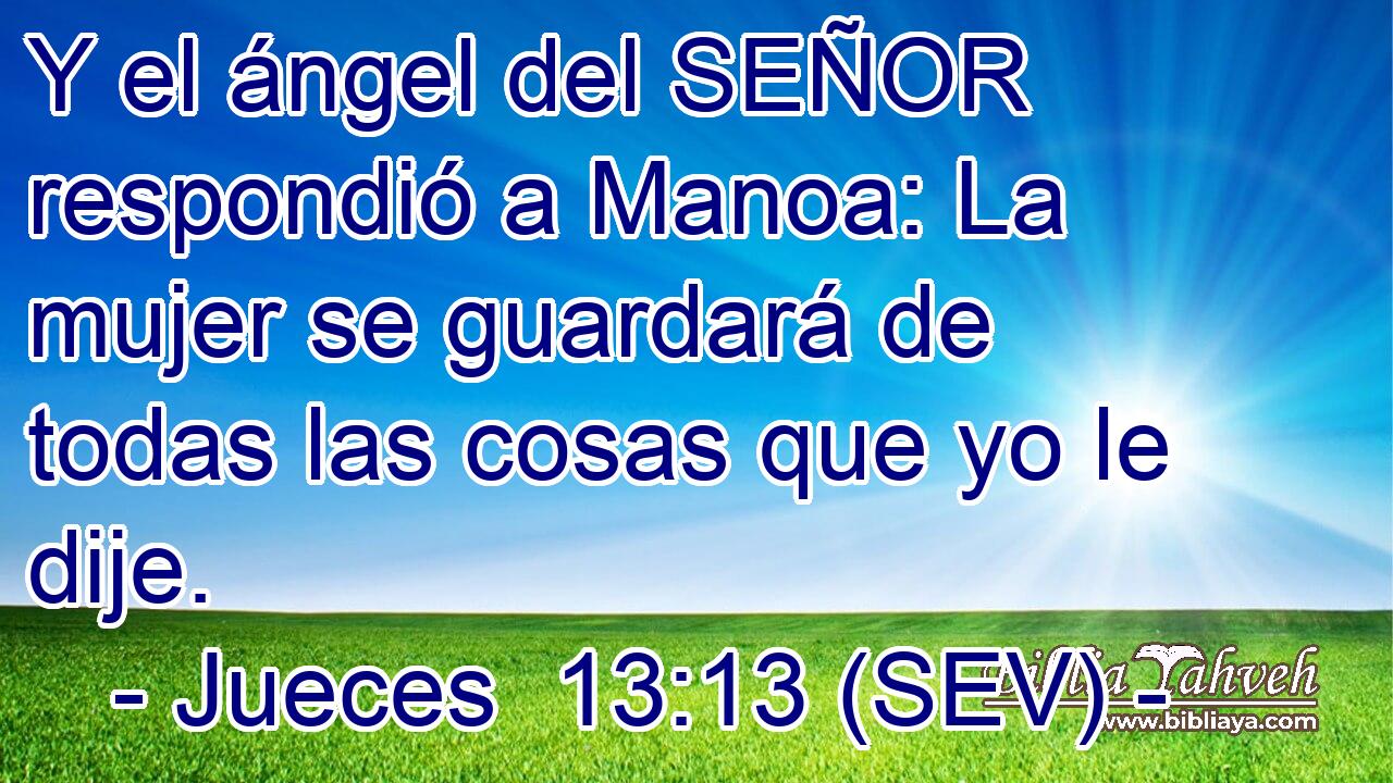 Y el ángel del SEÑOR respondió a Manoa: La mujer se guardará de todas las cosas que yo le dije.