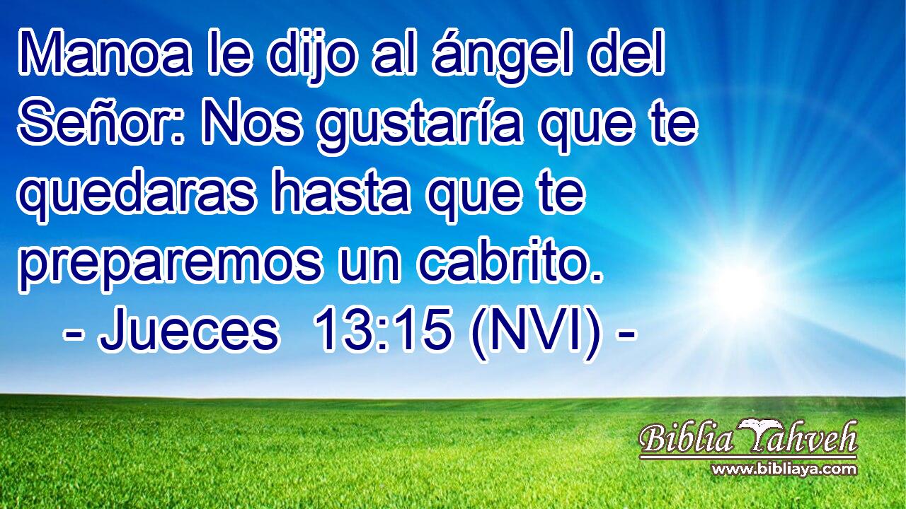  Manoa le dijo al ángel del Señor: Nos gustaría que te quedaras hasta que te preparemos un cabrito. 