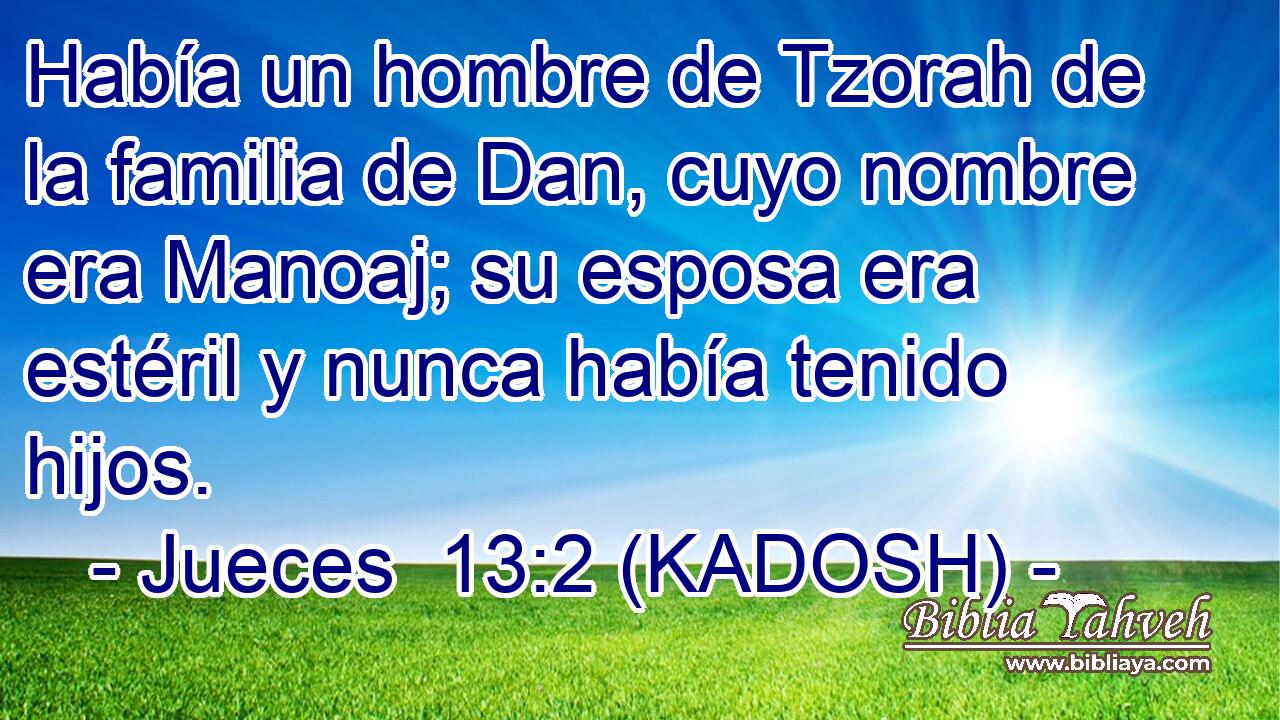  Había un hombre de Tzorah de la familia de Dan, cuyo nombre era Manoaj; su esposa era estéril y nunca había tenido hijos. 