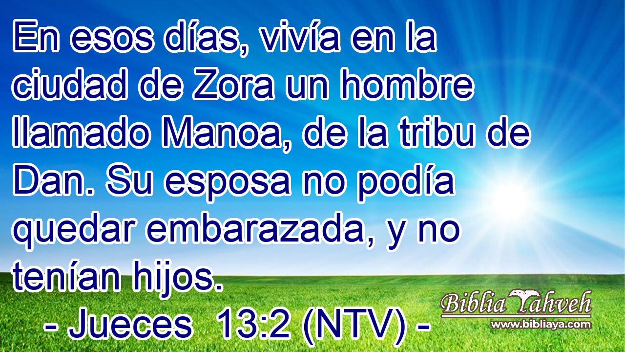 En esos días, vivía en la ciudad de Zora un hombre llamado Manoa, de la tribu de Dan. Su esposa no podía quedar embarazada, y no tenían hijos.