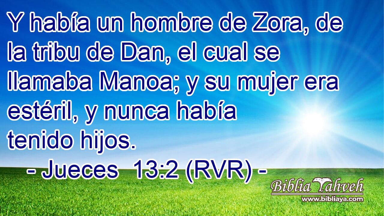 Y había un hombre de Zora, de la tribu de Dan, el cual se llamaba Manoa; y su mujer era estéril, y nunca había tenido hijos.
