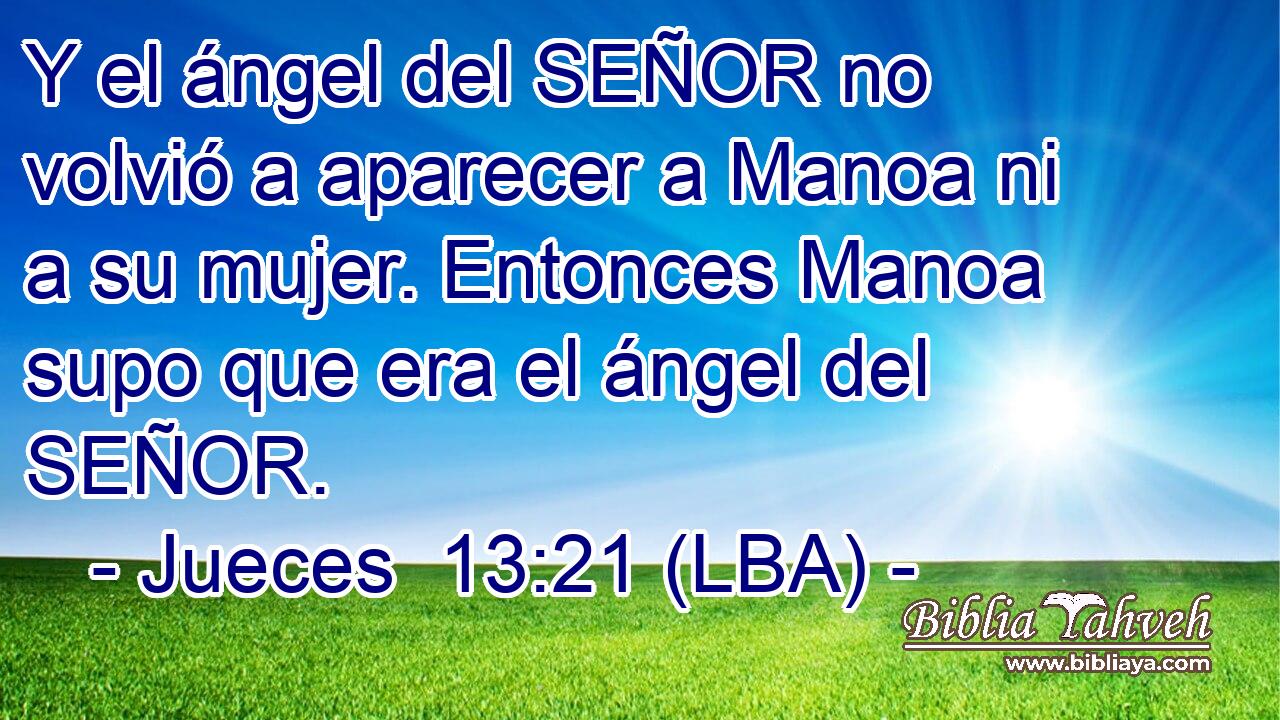 Y el ángel del SEÑOR no volvió a aparecer a Manoa ni a su mujer. Entonces Manoa supo que era el ángel del SEÑOR.