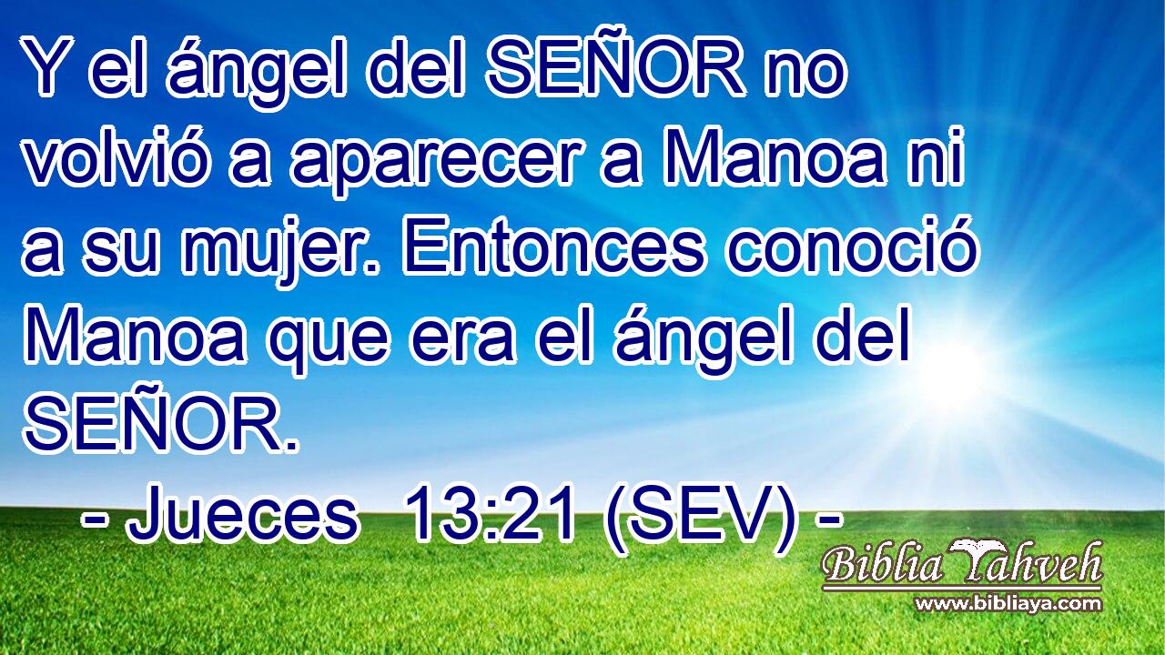 Y el ángel del SEÑOR no volvió a aparecer a Manoa ni a su mujer. Entonces conoció Manoa que era el ángel del SEÑOR.