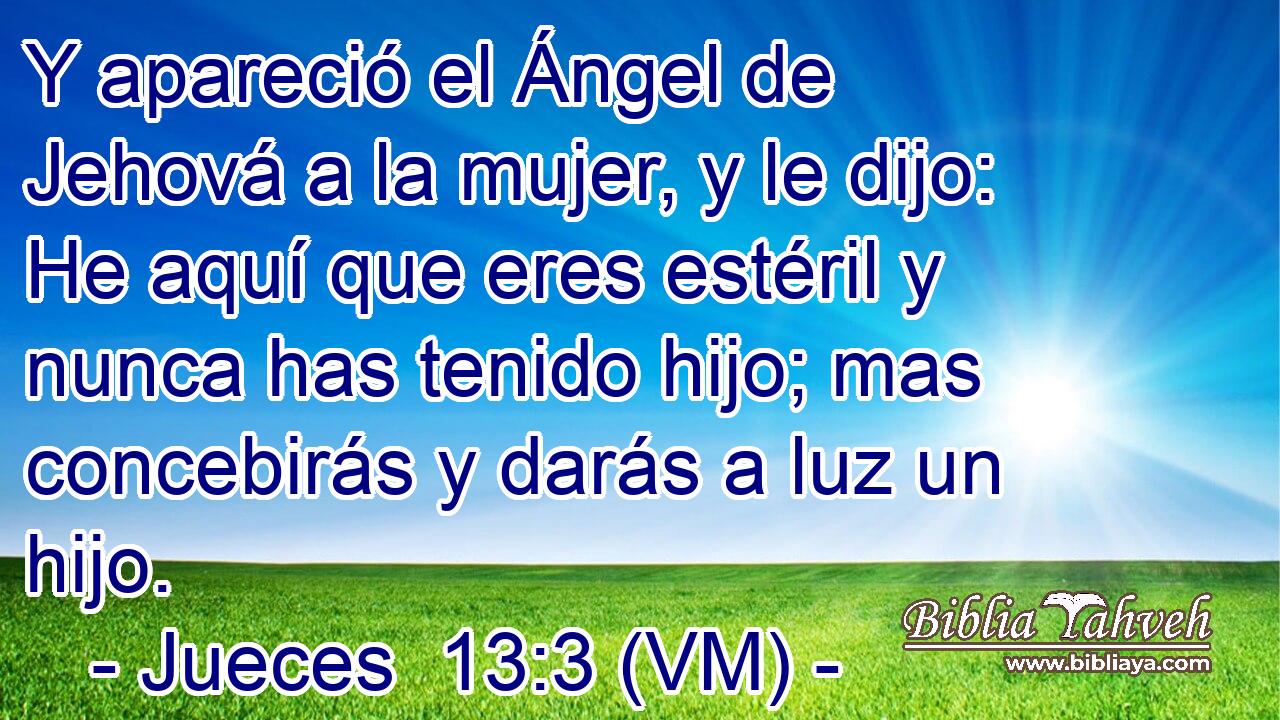  Y apareció el Ángel de Jehová a la mujer, y le dijo: He aquí que eres estéril y nunca has tenido hijo; mas concebirás y darás a luz un hijo. 