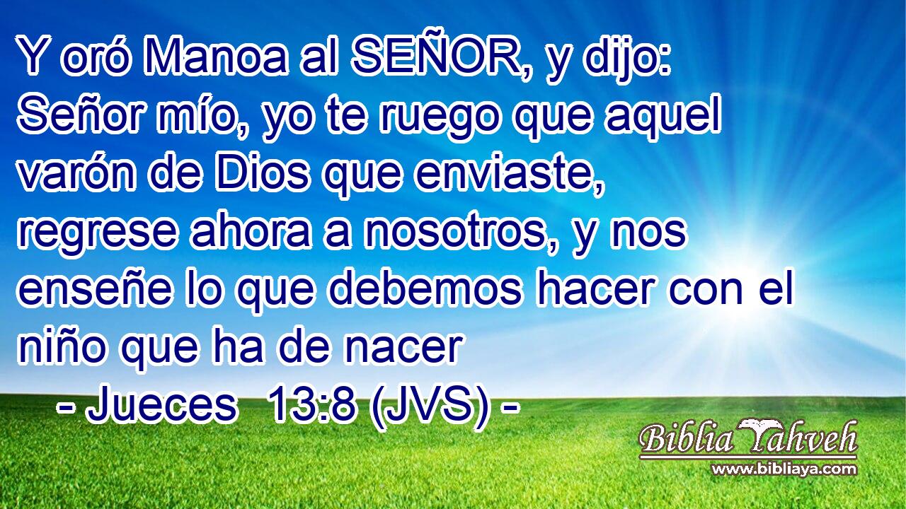Y oró Manoa al SEÑOR, y dijo: Señor mío, yo te ruego que aquel varón de Dios que enviaste, regrese ahora a nosotros, y nos enseñe lo que debemos hacer con el niño que ha de nacer