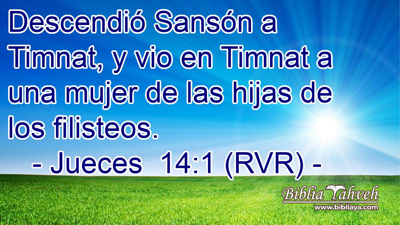 Descendió Sansón a Timnat, y vio en Timnat a una mujer de las hijas de los filisteos.