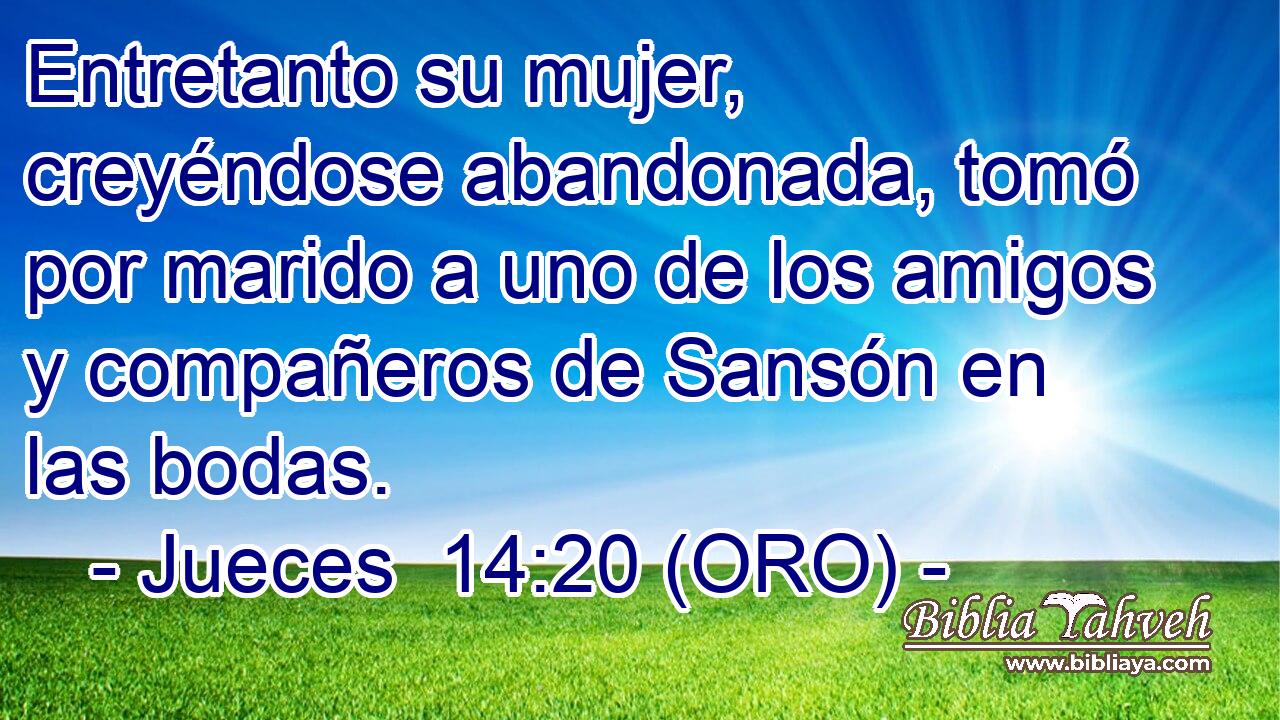  Entretanto su mujer, creyéndose abandonada, tomó por marido a uno de los amigos y compañeros de Sansón en las bodas. 