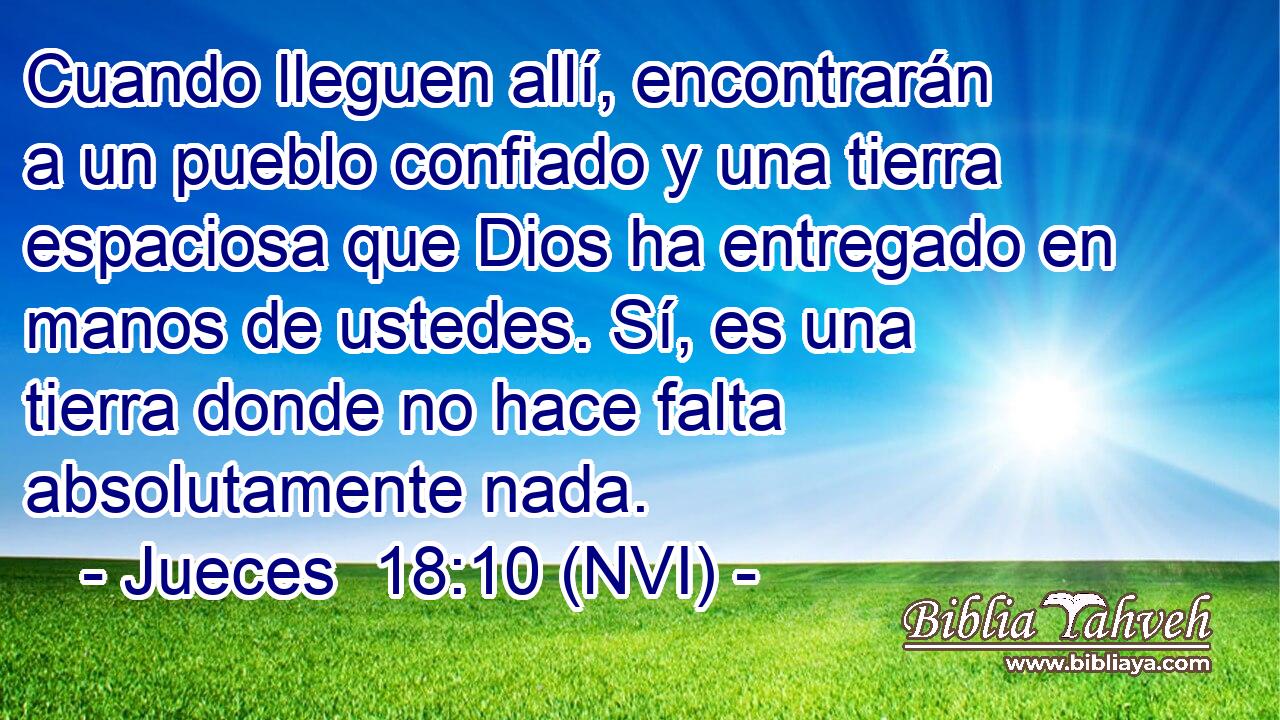  Cuando lleguen allí, encontrarán a un pueblo confiado y una tierra espaciosa que Dios ha entregado en manos de ustedes. Sí, es una tierra donde no hace falta absolutamente nada. 