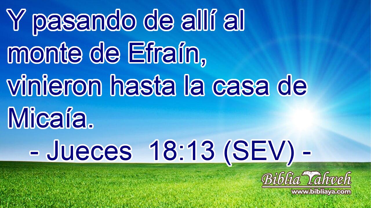 Y pasando de allí al monte de Efraín, vinieron hasta la casa de Micaía.