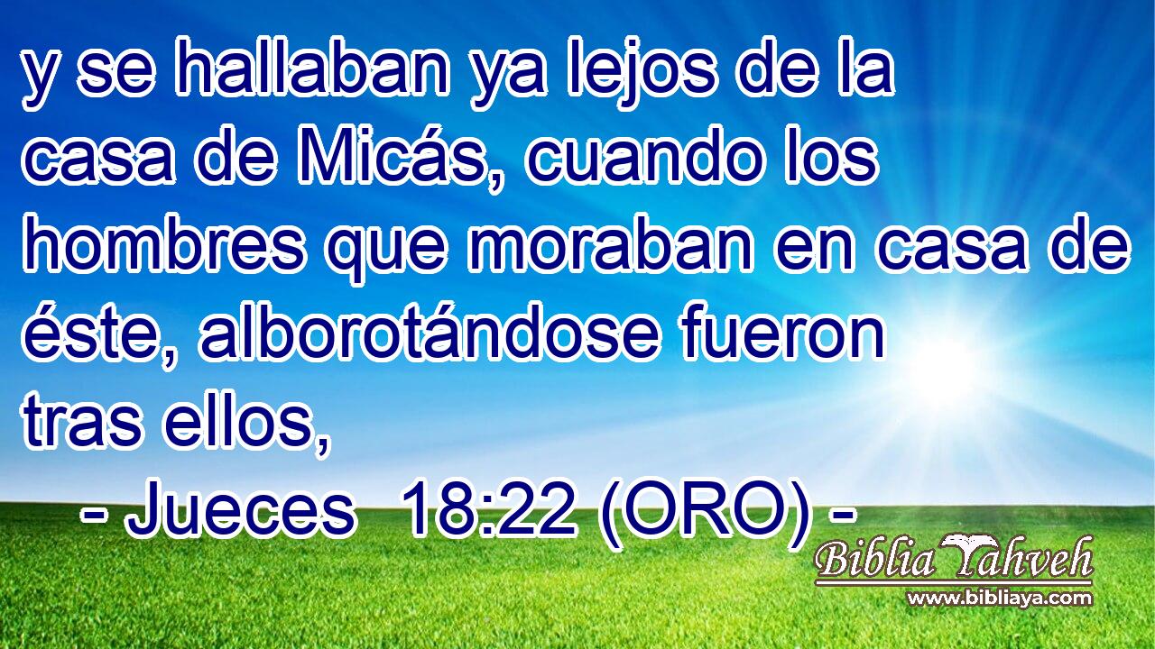  y se hallaban ya lejos de la casa de Micás, cuando los hombres que moraban en casa de éste, alborotándose fueron tras ellos, 