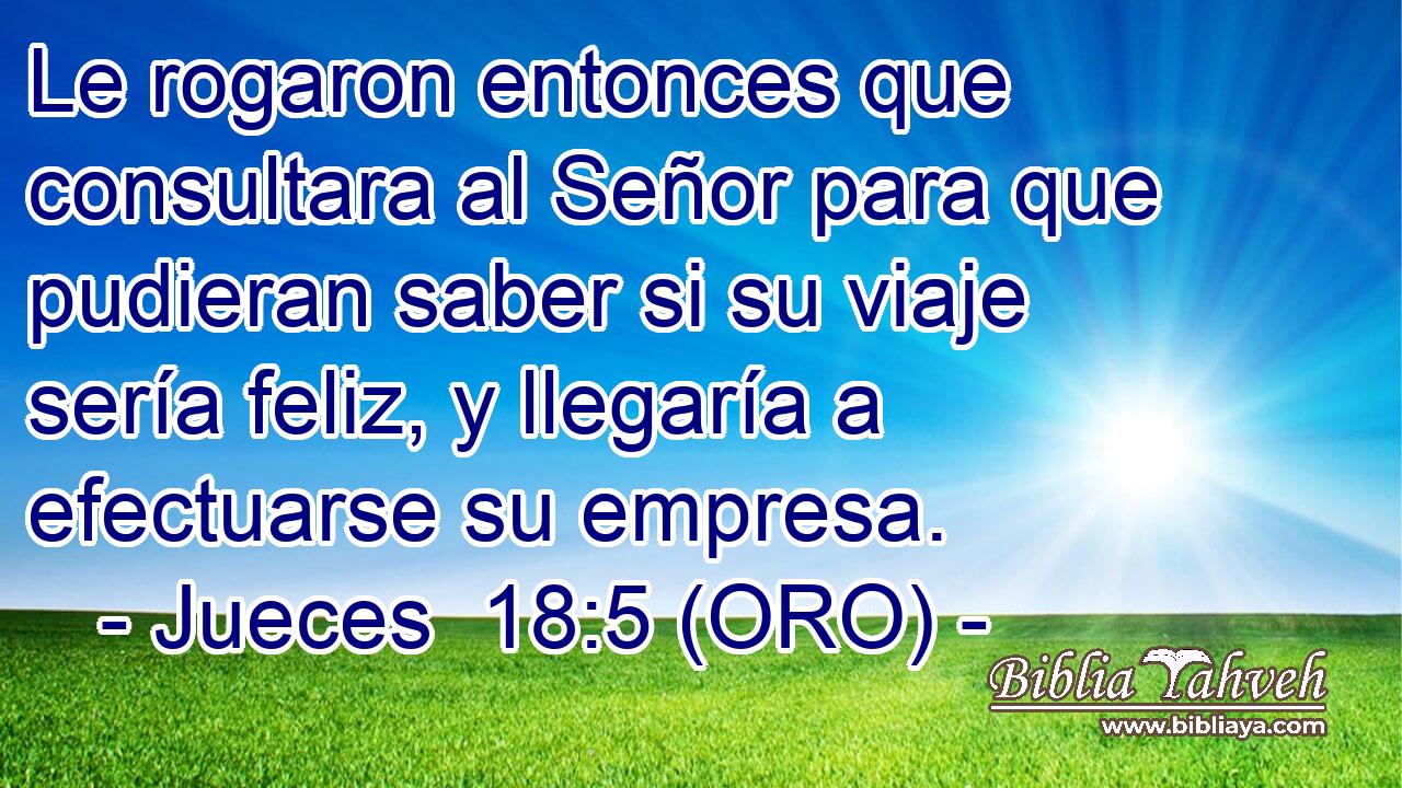  Le rogaron entonces que consultara al Señor para que pudieran saber si su viaje sería feliz, y llegaría a efectuarse su empresa. 