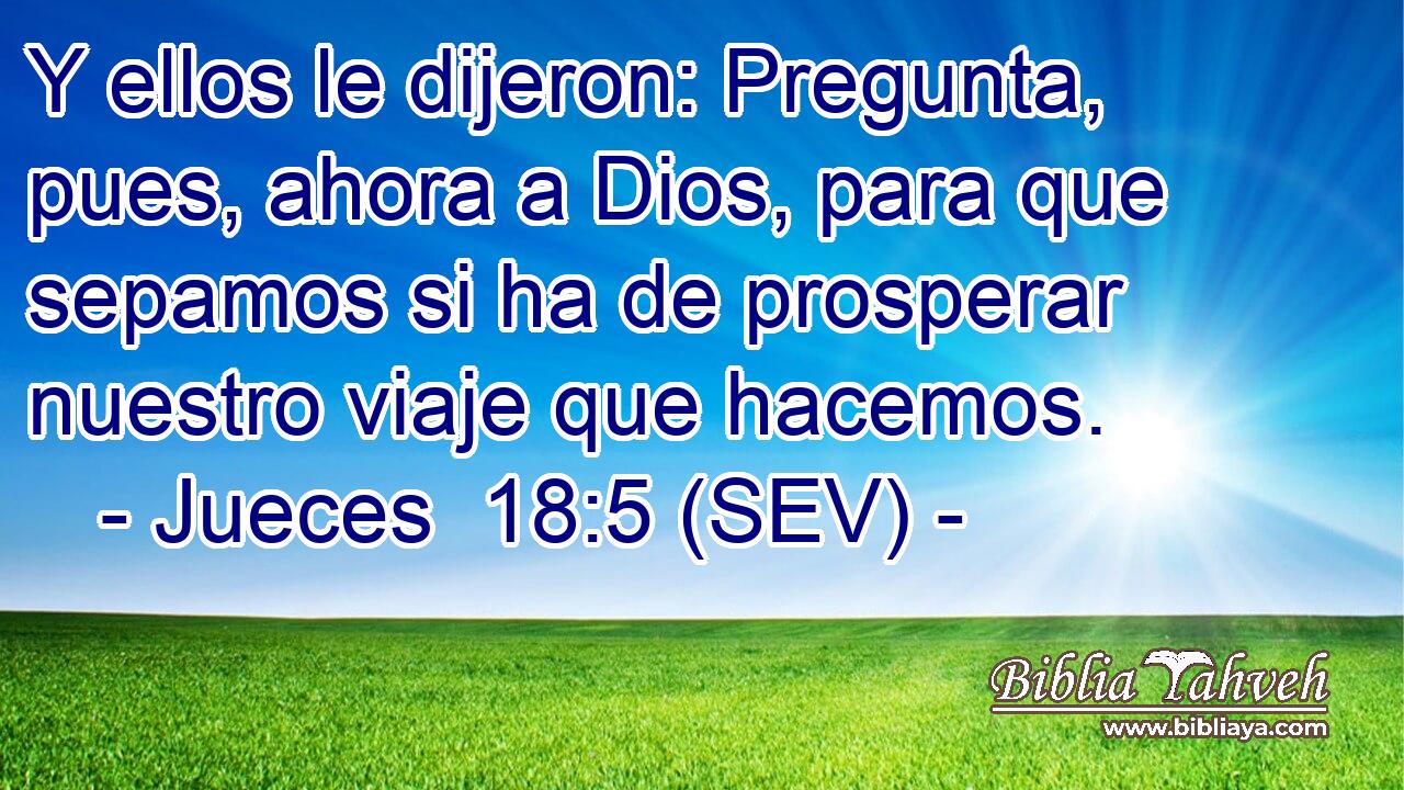 Y ellos le dijeron: Pregunta, pues, ahora a Dios, para que sepamos si ha de prosperar nuestro viaje que hacemos.