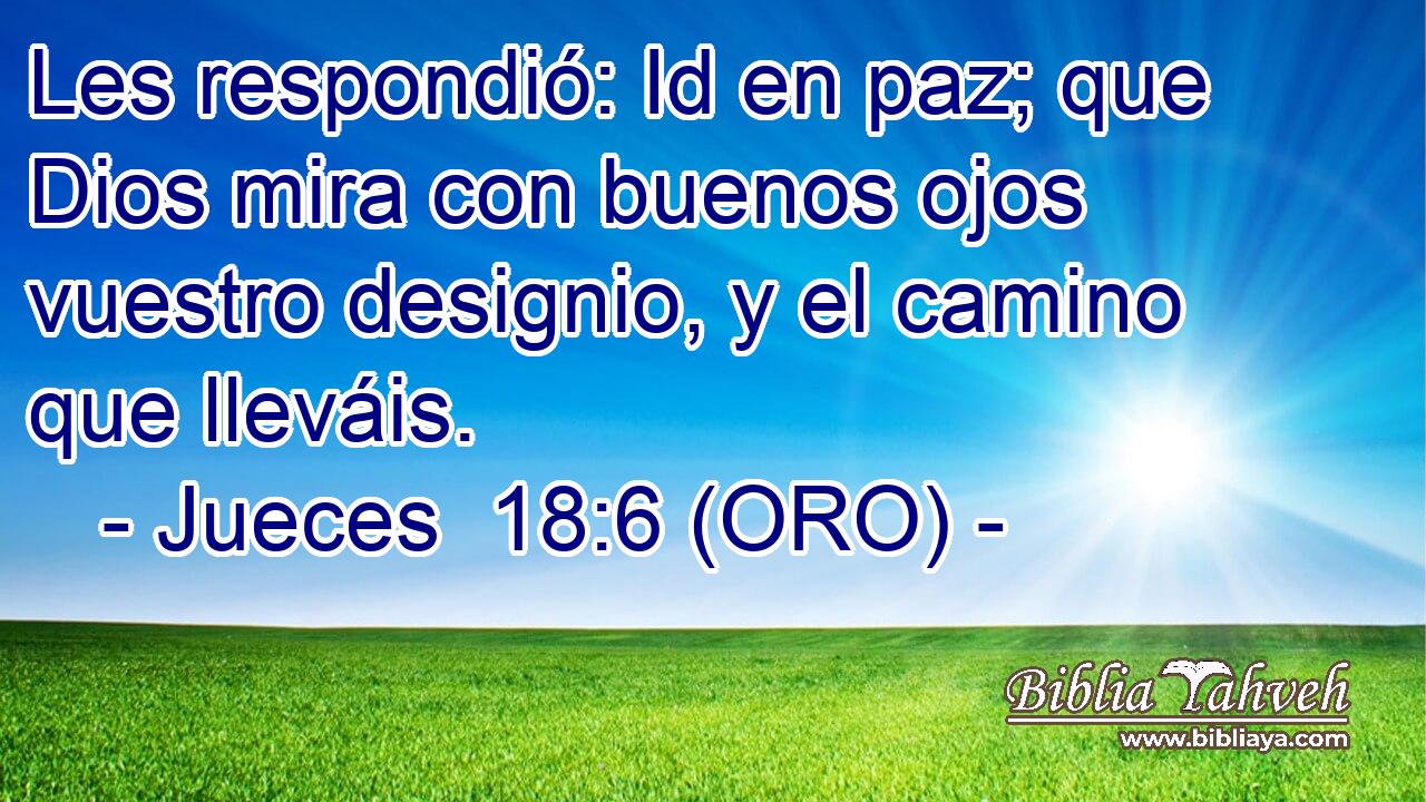  Les respondió: Id en paz; que Dios mira con buenos ojos vuestro designio, y el camino que lleváis. 