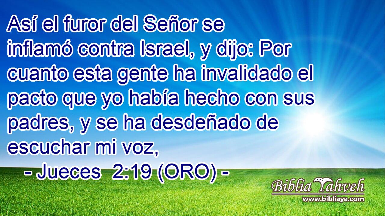  Así el furor del Señor se inflamó contra Israel, y dijo: Por cuanto esta gente ha invalidado el pacto que yo había hecho con sus padres, y se ha desdeñado de escuchar mi voz, 