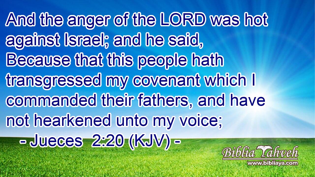 And the anger of the LORD was hot against Israel; and he said, Because that this people hath transgressed my covenant which I commanded their fathers, and have not hearkened unto my voice;