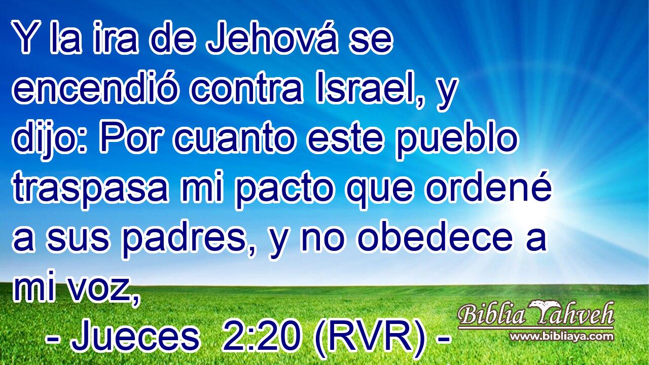 Y la ira de Jehová se encendió contra Israel, y dijo: Por cuanto este pueblo traspasa mi pacto que ordené a sus padres, y no obedece a mi voz,